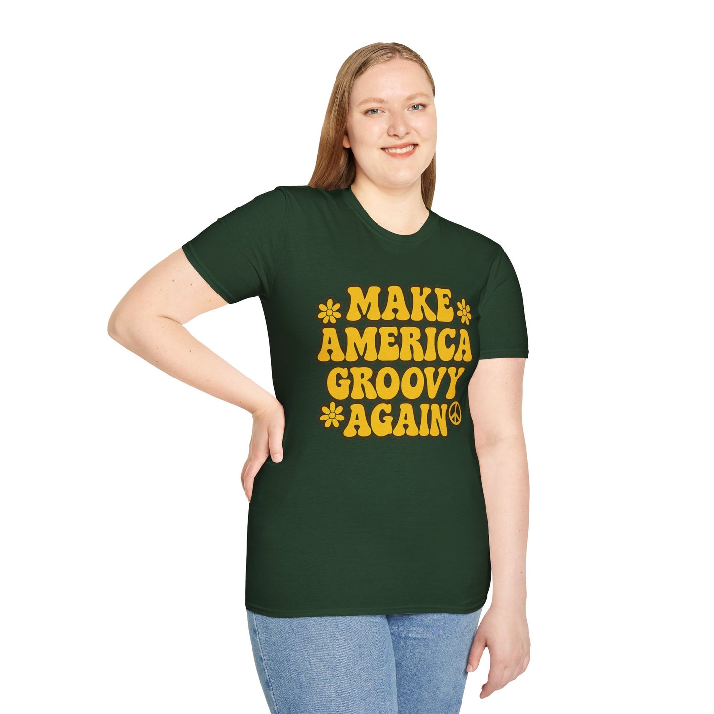 Make America Groovy Again Shirt – Funny Retro Hippie Tee with Peace Sign – Gift for Old Souls, Vintage Lovers, Flower Child Friends