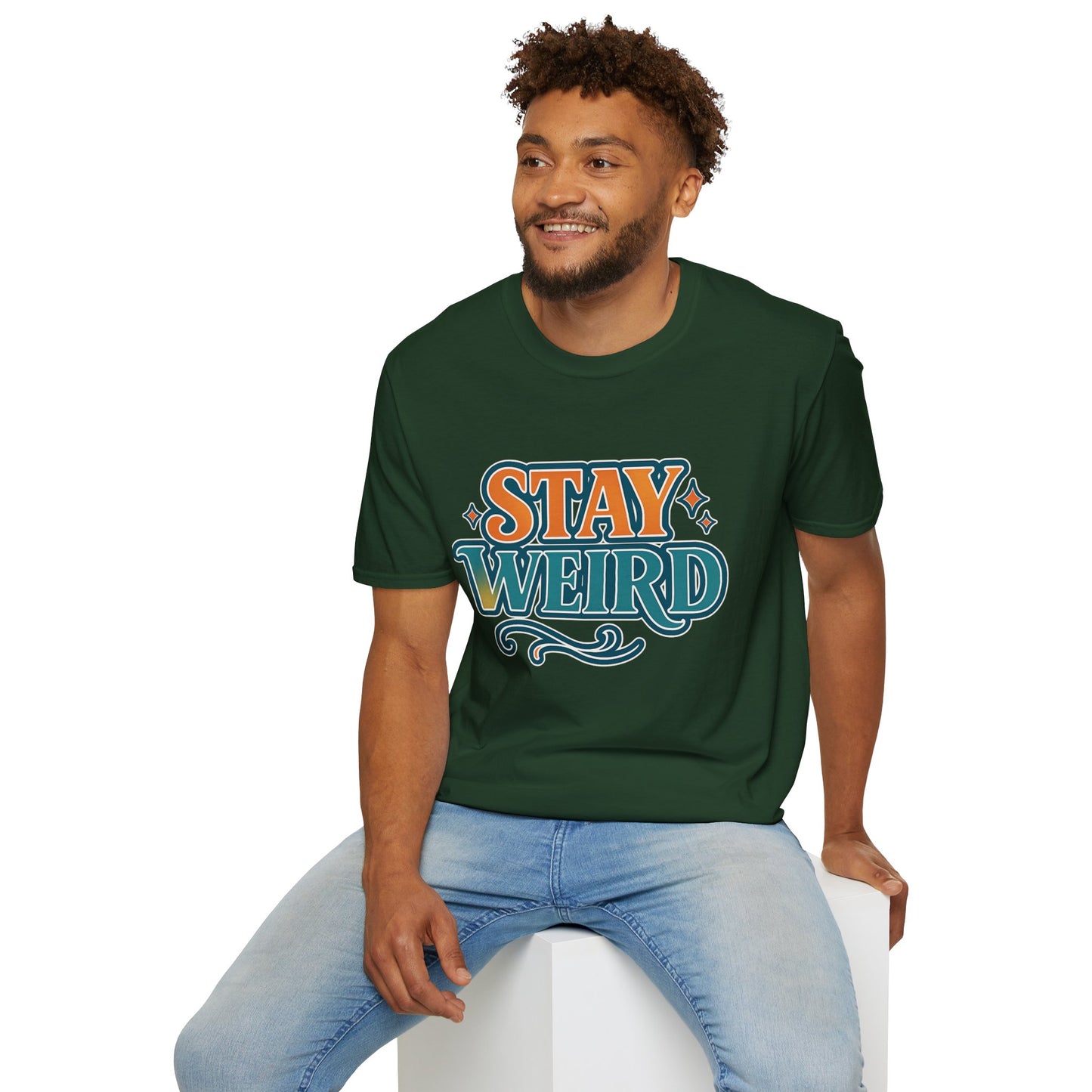 Stay Weird Unisex Softstyle T-Shirt - Fun Graphic Tee, Quirky Apparel, Gift for Friends, Casual Wear, Unique Style