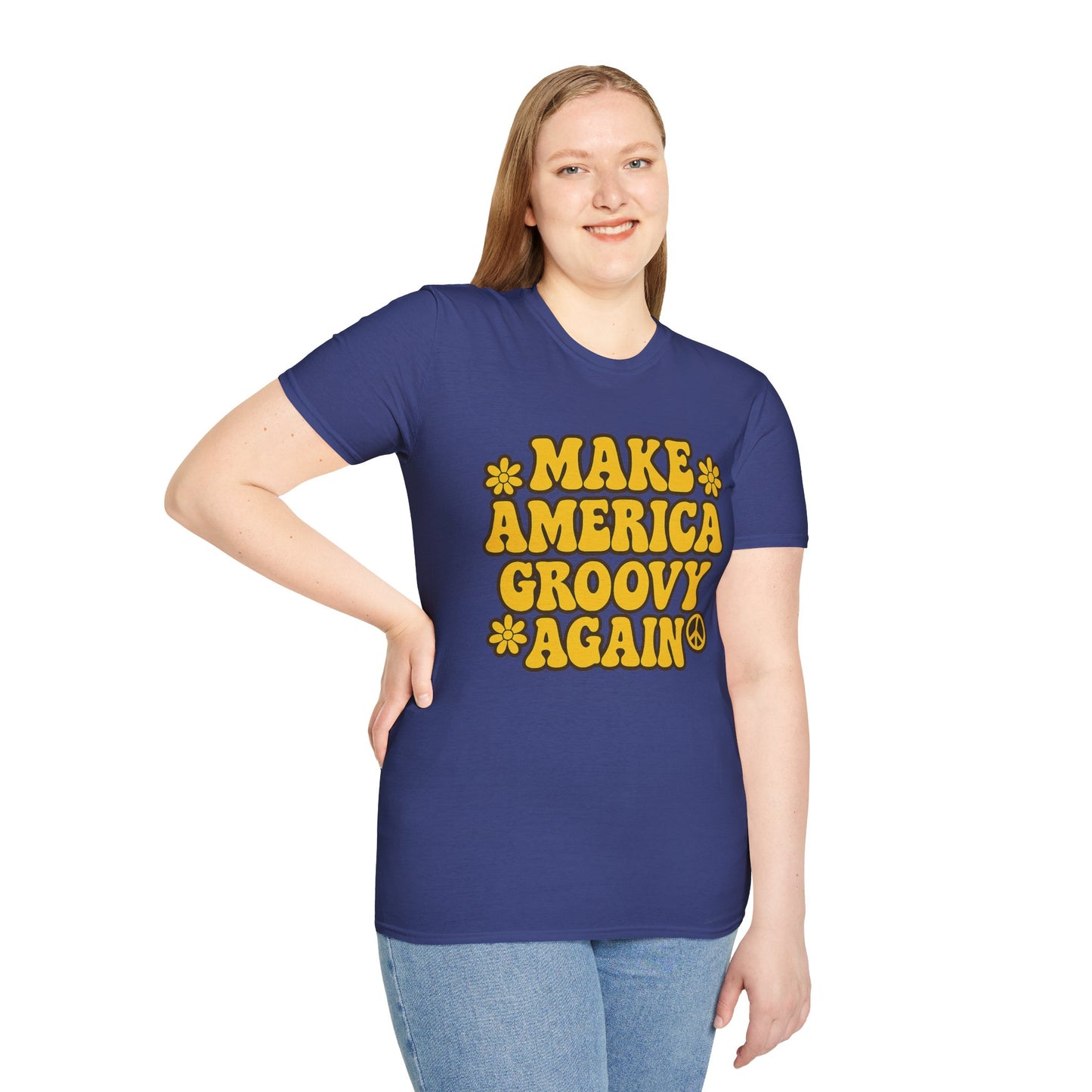 Make America Groovy Again Shirt – Funny Retro Hippie Tee with Peace Sign – Gift for Old Souls, Vintage Lovers, Flower Child Friends