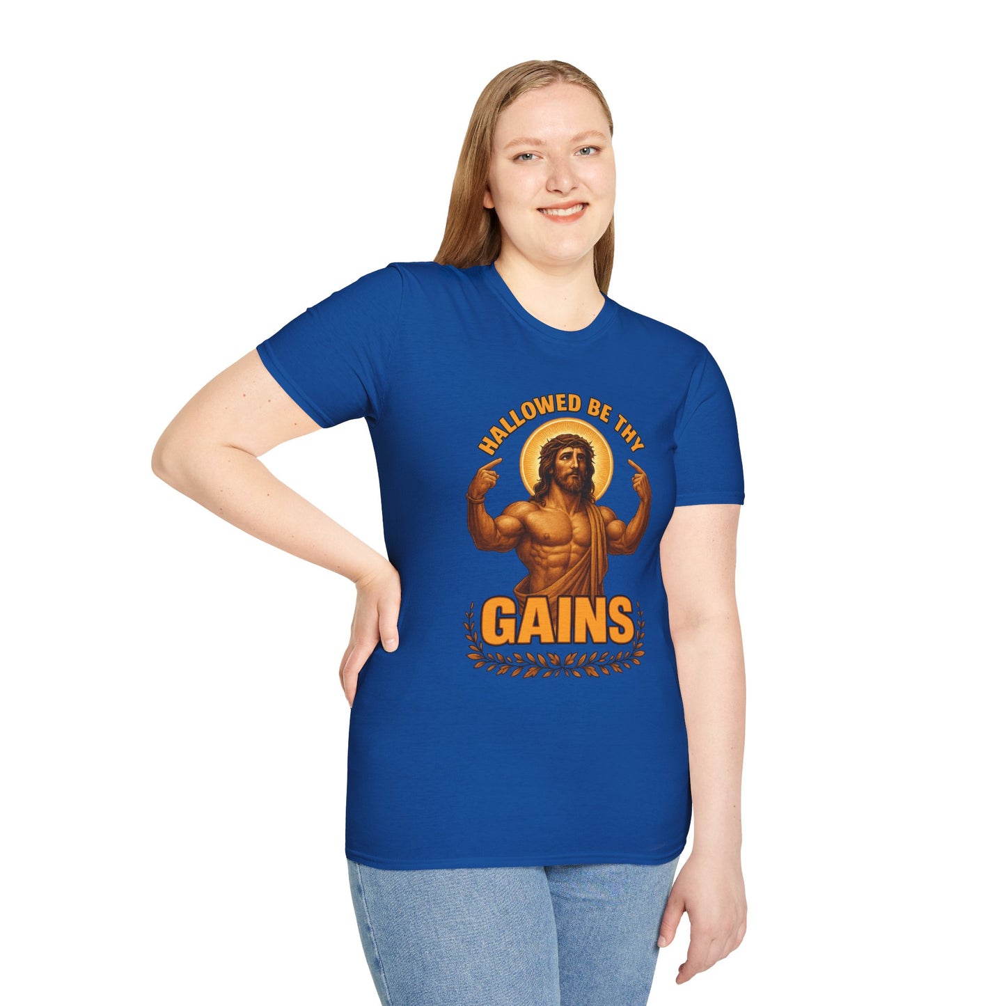 Jesus Gains Unisex T-Shirt, Funny Fitness Tee, Motivational Gym Shirt, Workout Apparel, Religious Gift, Christian Humor Clothing