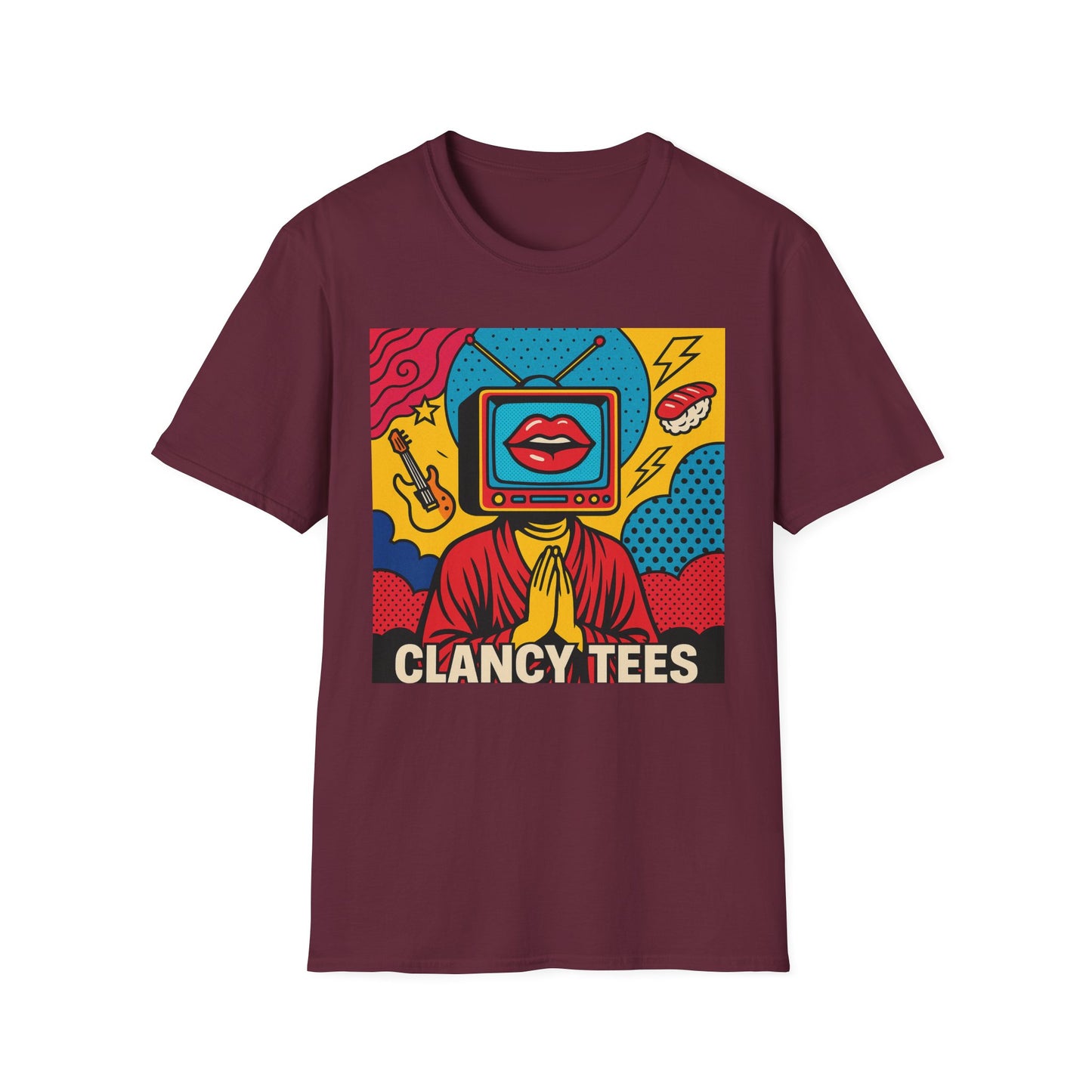 Pop Art TV Head T Shirt for Creatives Graphic Tee for Artists Gift for Surreal Art Lovers Unisex Visual Commentary Shirt