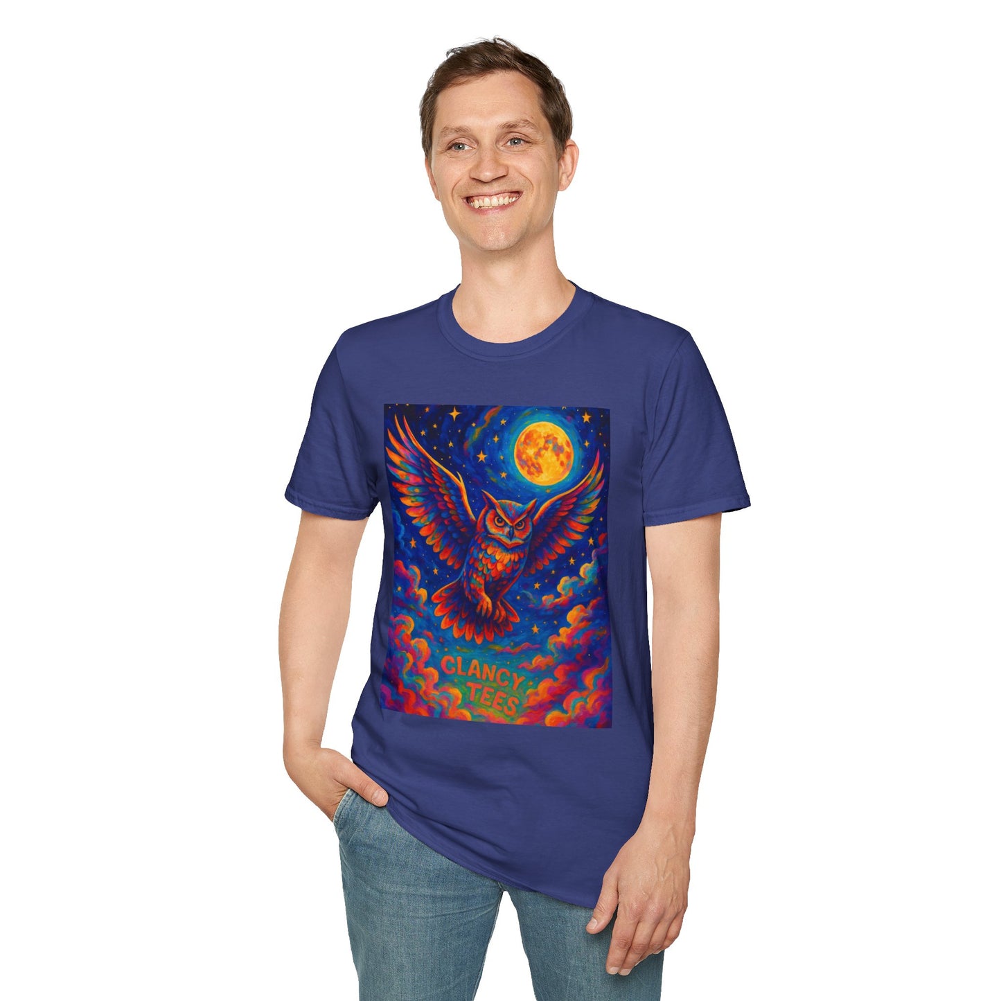 Psychedelic Owl T-Shirt Trippy Full Moon Graphic Tee | Surreal Bird Aesthetic Shirt | Gift for Dreamers and Night Owls | Bold Fantasy Art Top