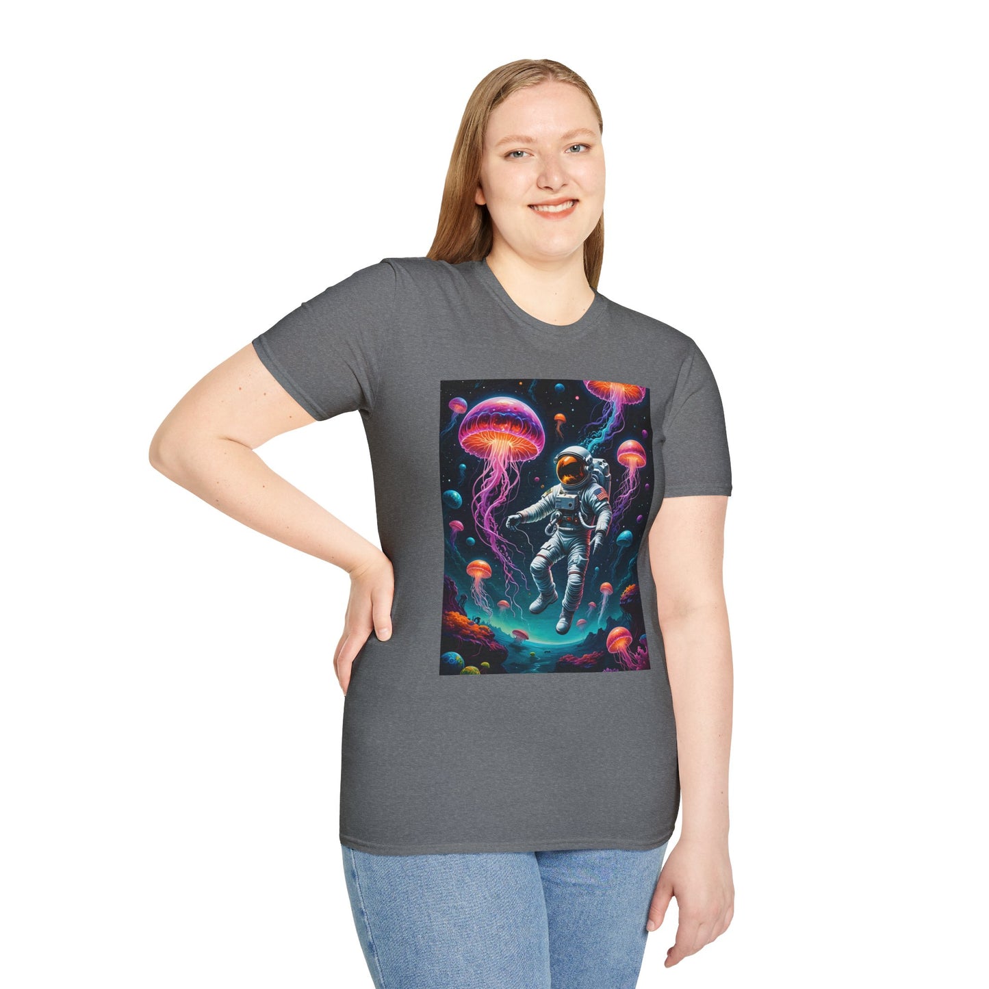 Cosmic Jellyfish T-Shirt, Astronaut Tee, Space Lover's Apparel, Unique Gift, Unisex Softstyle Shirt