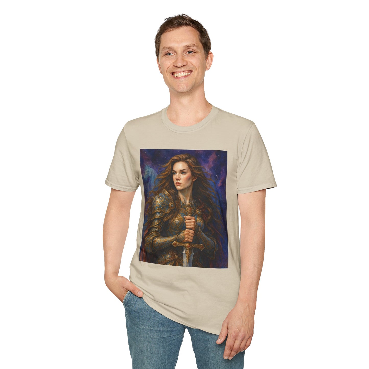 Warrior Woman T Shirt Fantasy Knight Art Medieval Armor Female Hero Tee Gift for Fantasy Lovers Sword Wielder Shirt Bold Aesthetic Battlecore Clothing