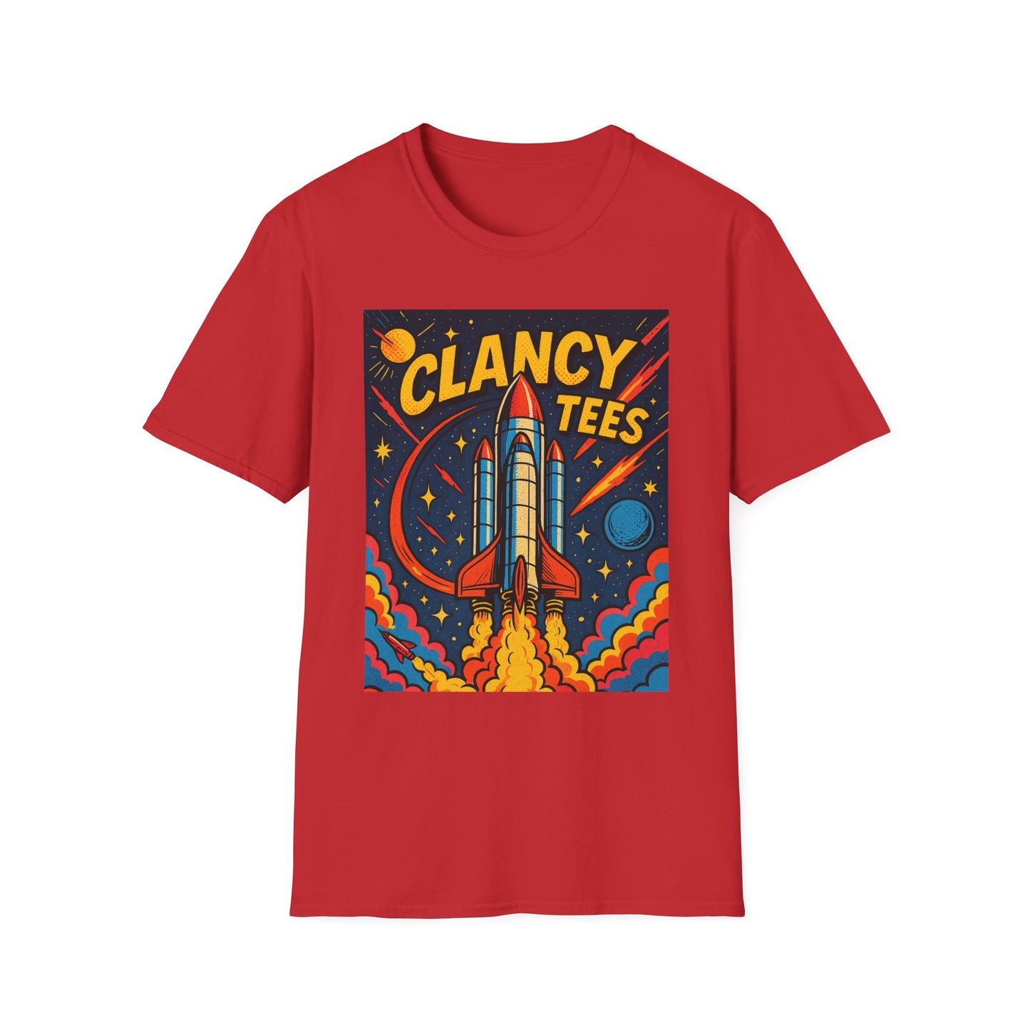 Retro Rocket Ship Shirt Outer Space Graphic Tee | Psychedelic Galaxy Print Top | Gift for Space Nerds and Dreamers | Astronaut Aesthetic Tee