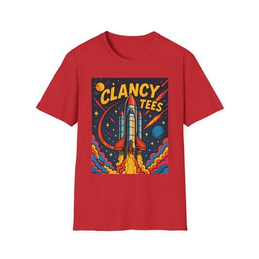 Retro Rocket Ship Shirt Outer Space Graphic Tee | Psychedelic Galaxy Print Top | Gift for Space Nerds and Dreamers | Astronaut Aesthetic Tee