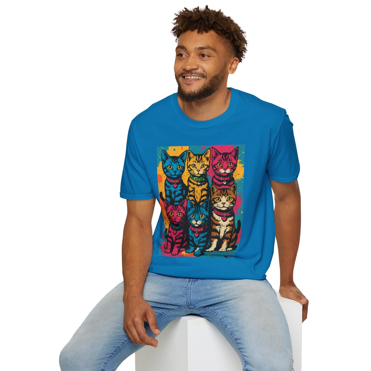 Rainbow Cats Art Shirt – Colorful Cat Lover Tee for Feline Fans – Funny Gift for Cat Moms, Pet Parents, Weird Cat People & Whimsical Animal Aesthetic