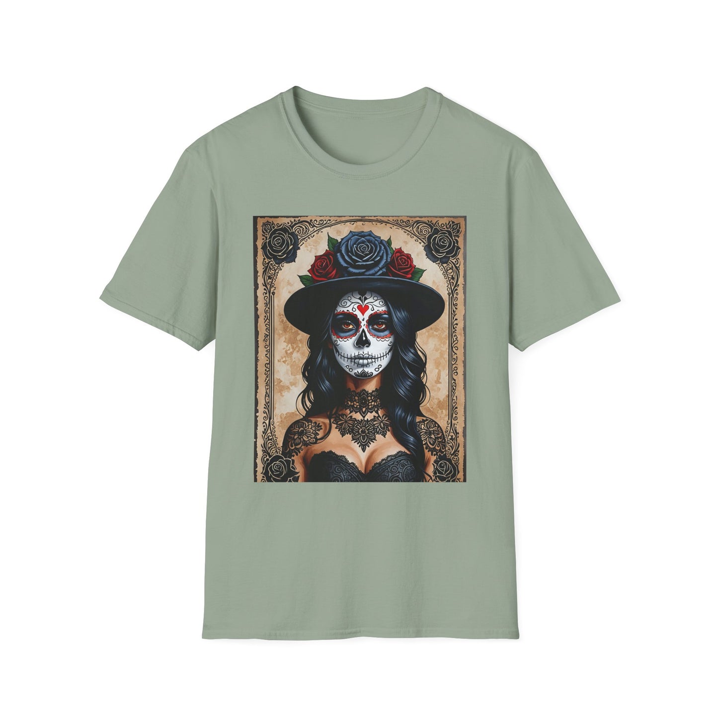 Sugar Skull T-Shirt – Gothic Calavera Tattoo Art Tee – Gift for Skull Collectors, Tattoo Lovers, and Dark Aesthetic Fans