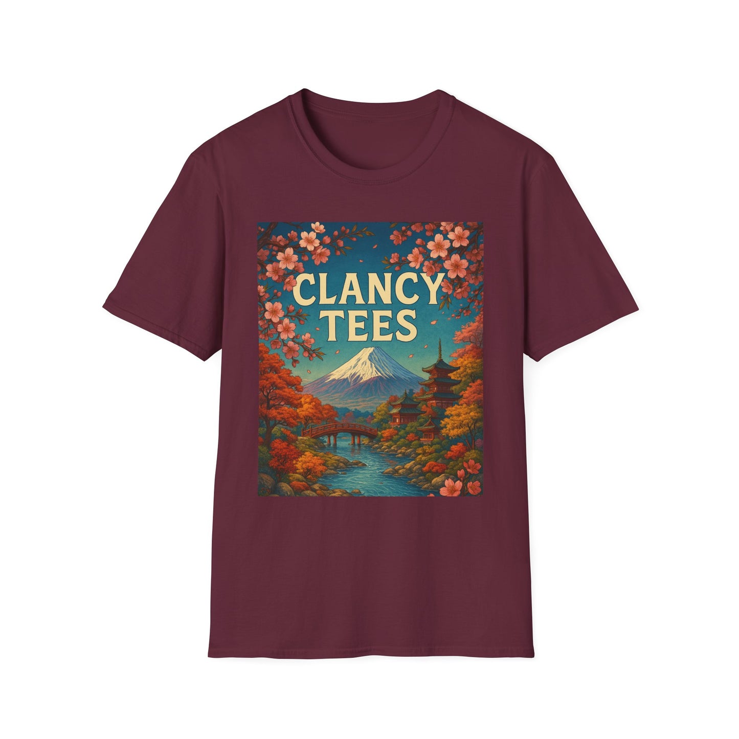 Clancy Tees Unisex Softstyle T-Shirt - Japanese Landscape Design, Gift for Nature Lovers, Vintage Aesthetic Tee, Casual Wear, Art [...]