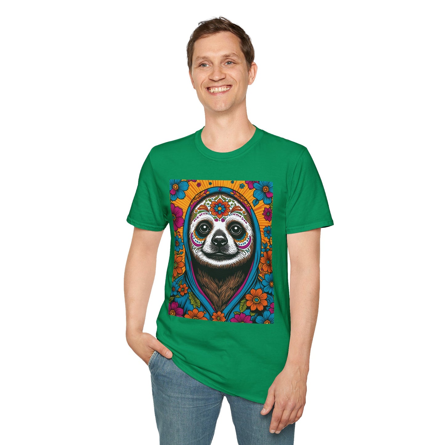 Psychedelic Sloth T Shirt Trippy Animal Graphic Tee Colorful Festival Top Gift for Sloth Lovers