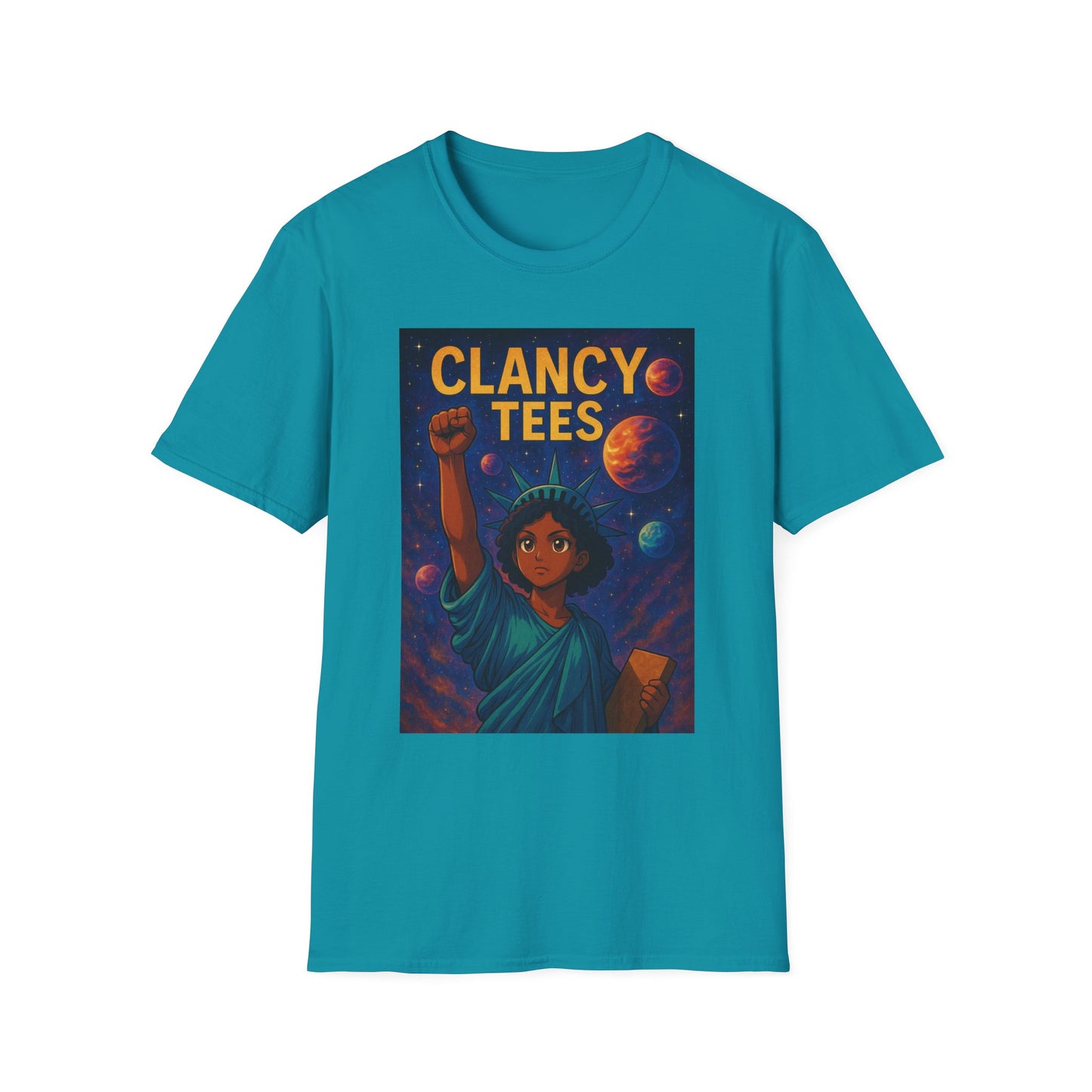 Empowerment Liberty Graphic T-Shirt, Space-Themed Tee, Unisex Casual Wear, Gift for Space Lovers, Inspirational Fashion