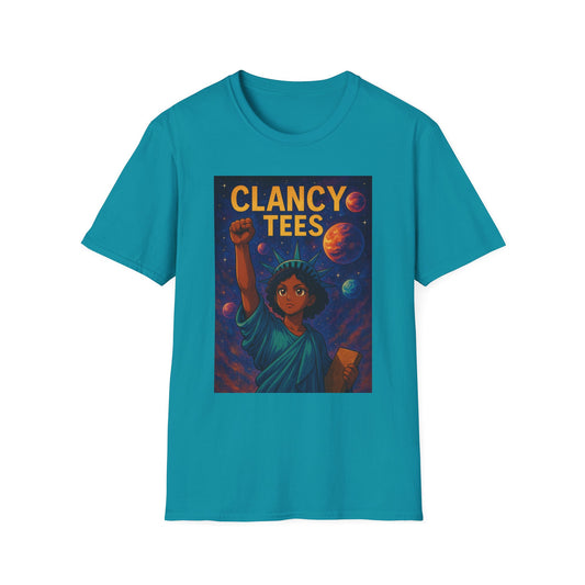 Empowerment Liberty Graphic T-Shirt, Space-Themed Tee, Unisex Casual Wear, Gift for Space Lovers, Inspirational Fashion