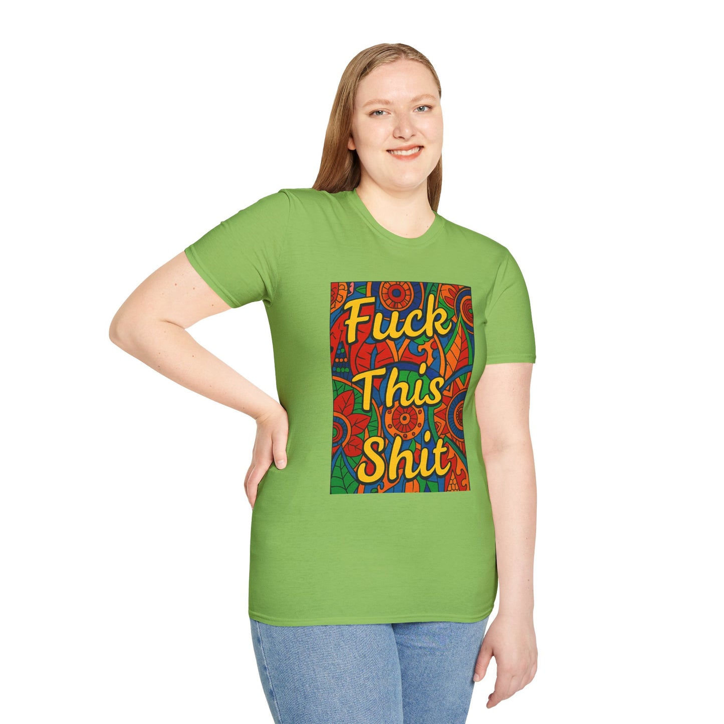 Vibrant Statement Tee - "Fuck This Shit" Unisex Softstyle T-Shirt, Casual Wear, Gift for Friends, Fun Graphic Shirt, Bold Expression