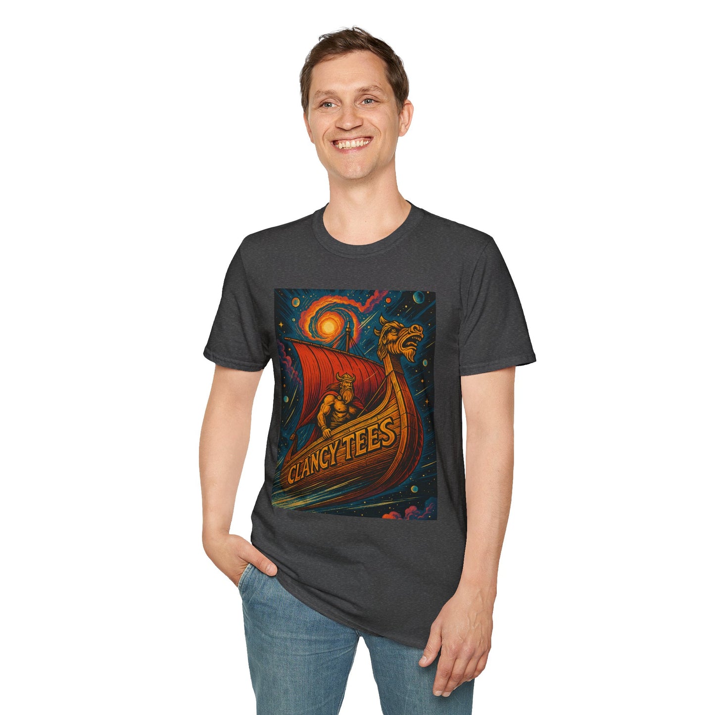 Viking Dragon Ship Shirt Norse Aesthetic Tee Mythology Graphic Gift for Fantasy Fans