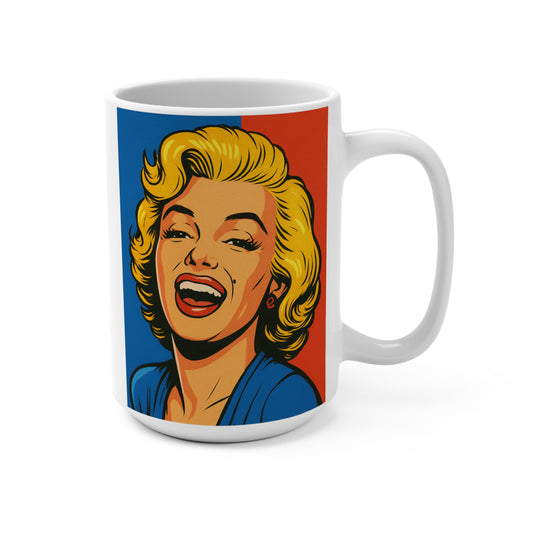 Retro Pop Art Woman Mug Vintage Comic Style Coffee Cup Bold Ceramic Gift For Art Lovers
