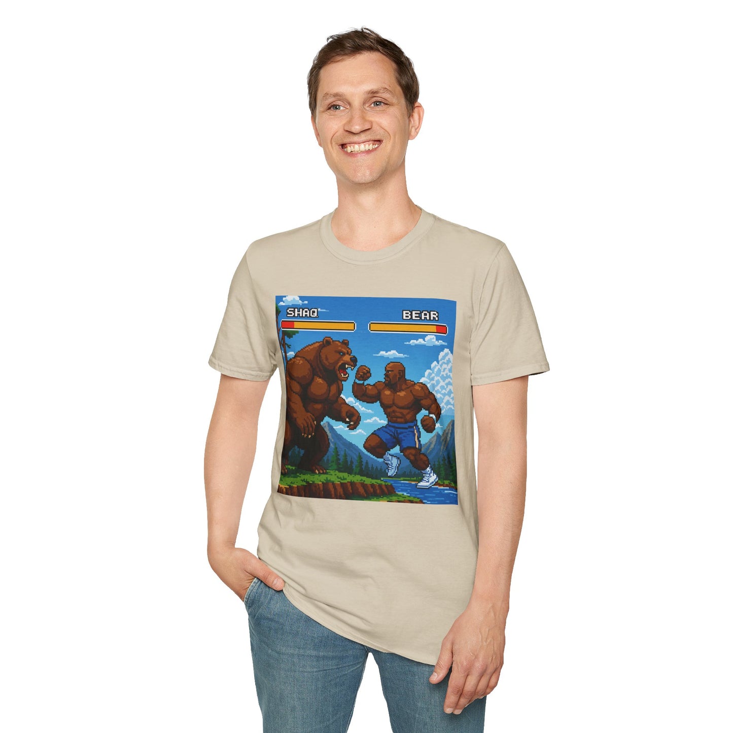 Shaq vs Bear Funny T-Shirt | Retro Arcade Fighter Tee | Gift for Gamers & 90s Kids | Weird Animal Combat Shirt