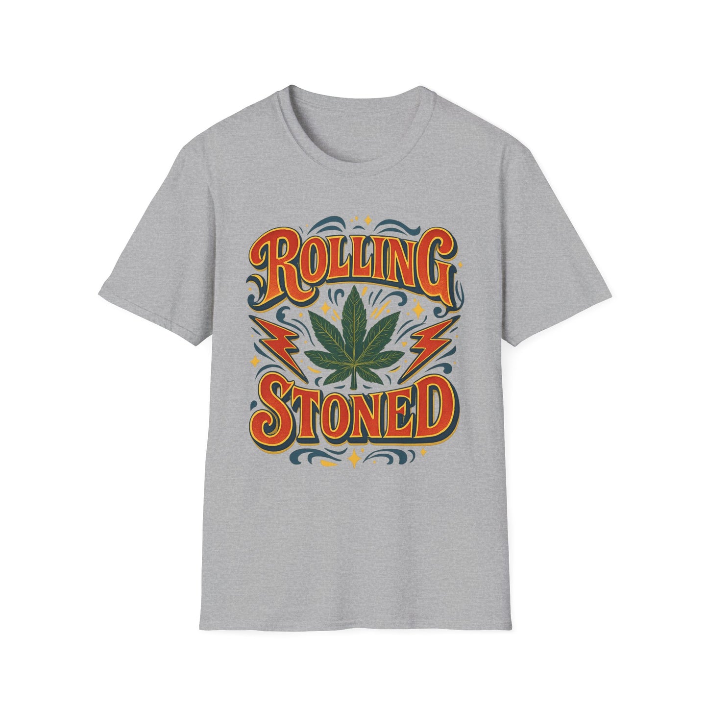 Rolling Stoned Weed Shirt – Funny Cannabis Leaf Tee – Gift for Potheads, 420 Smokers, Stoner Music Fans, and Chill Marijuana Enthusiasts
