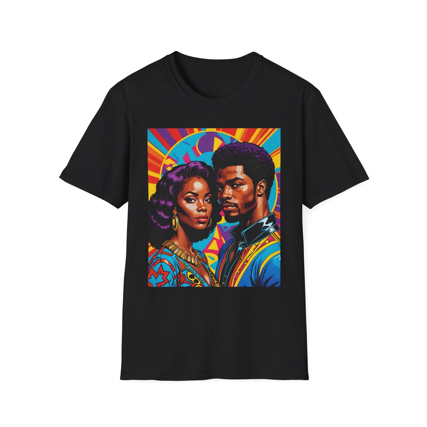 Vibrant Retro-Inspired Unisex Softstyle T-Shirt, Colorful Art Tee, Black History Month Shirt, Casual Streetwear, Gift for Art Lovers