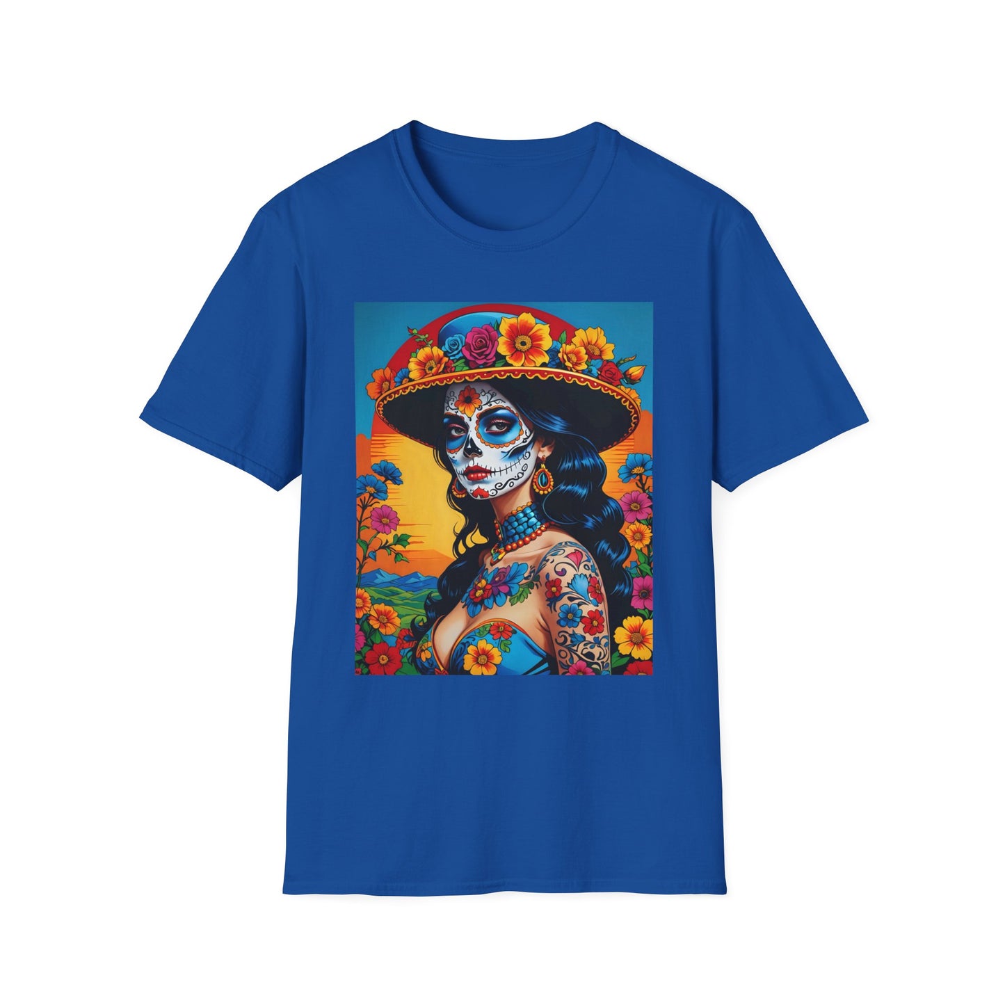 Sugar Skull Tattoo T-Shirt – Día de los Muertos Art Tee – Gift for Skull Art Fans, Tattoo Addicts, and Alternative Fashion Collectors