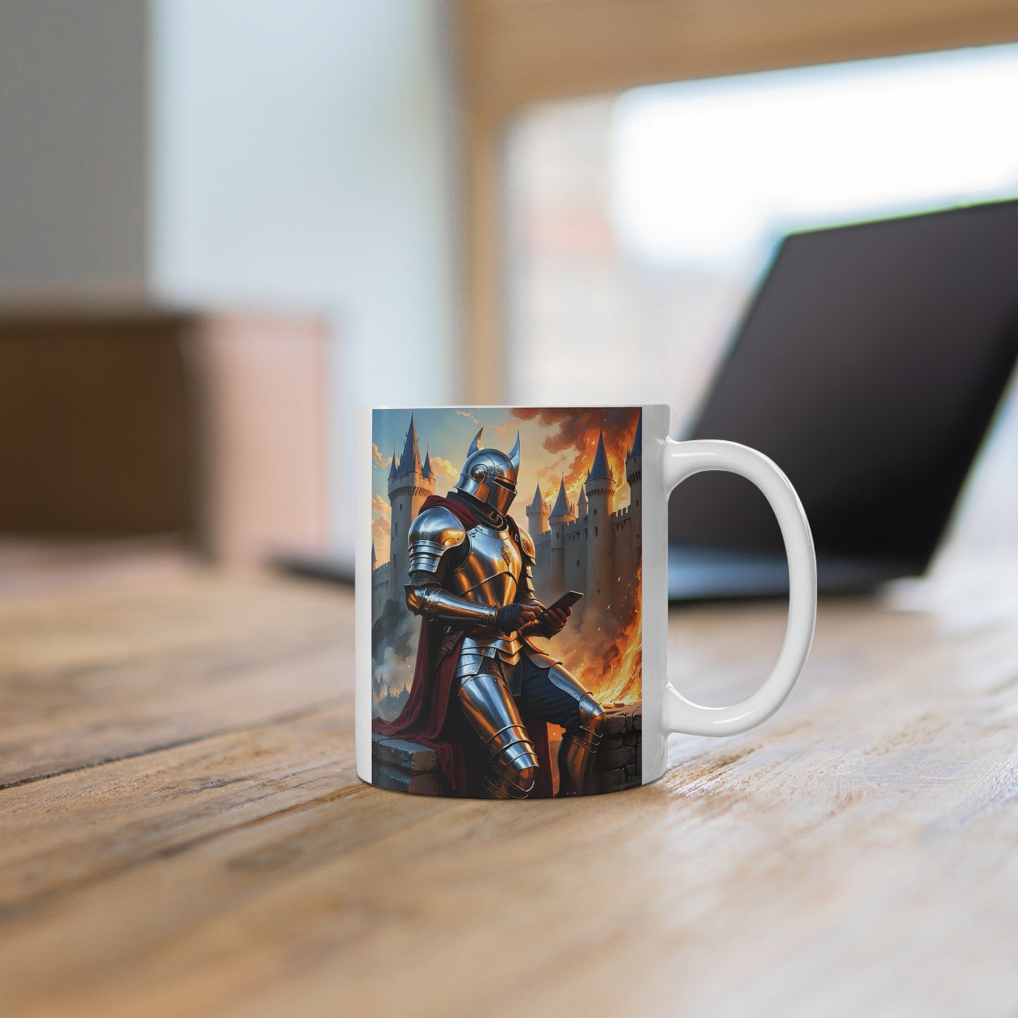 Medieval Knight Coffee Mug Clancy Tees Fantasy Warrior Ceramic Mug Castle Siege Gift For Gamers