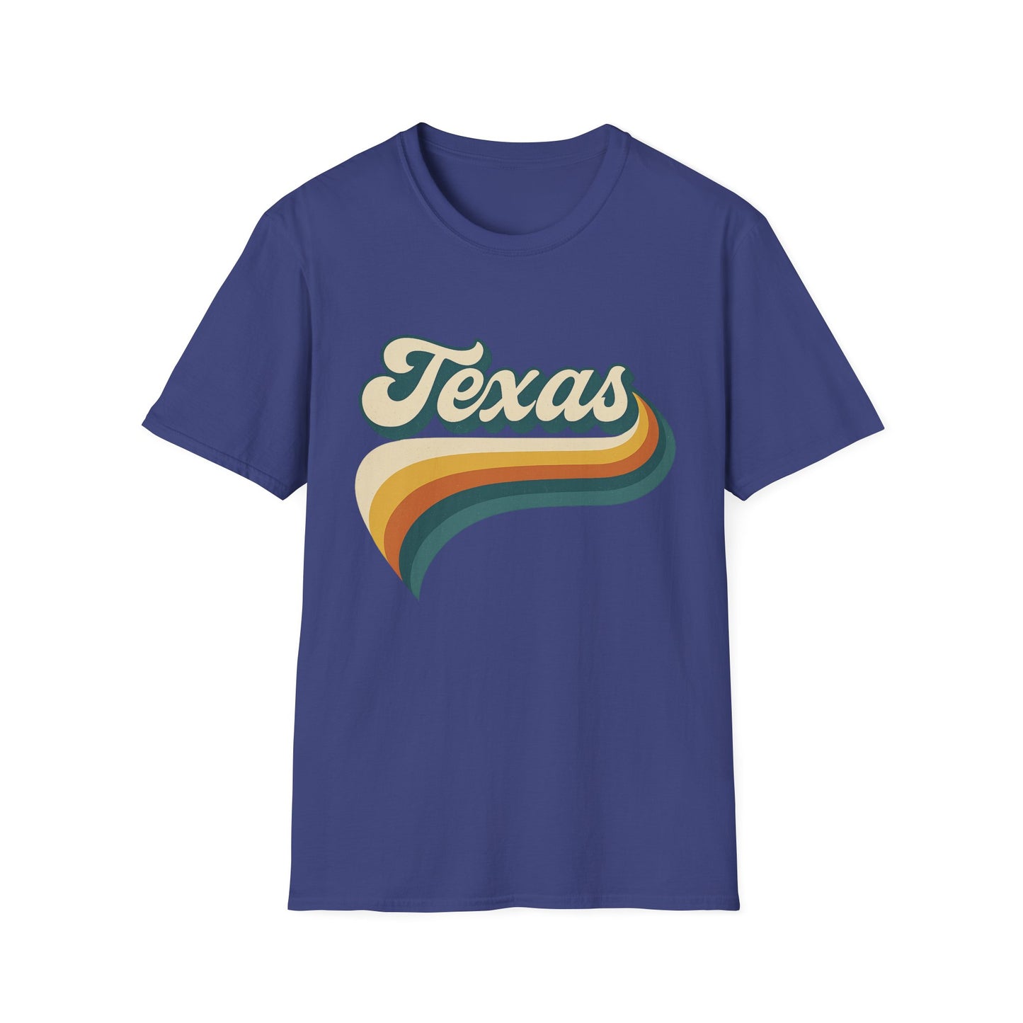 Retro Texas Shirt – Vintage Style Texas Wave Tee • Gildan Softstyle® Unisex Comfort • Gift for Texans • Groovy Southern State Pride Shirt