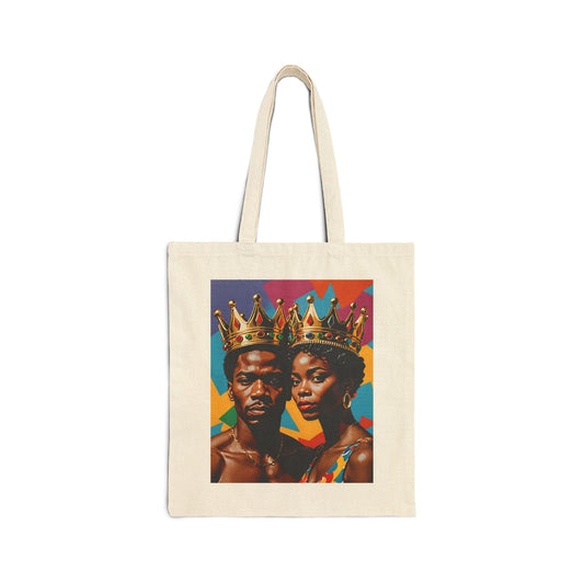 Royal Crown Couple Tote Bag Afrocentric Art Tote Bag Bold Cultural Design Tote Bag
