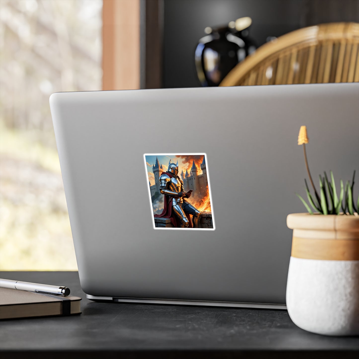 Knight in Armor Vinyl Decals, Fantasy Artwork Stickers, Warrior Wall Decor, Home Office Decoration, Gift for Gamers