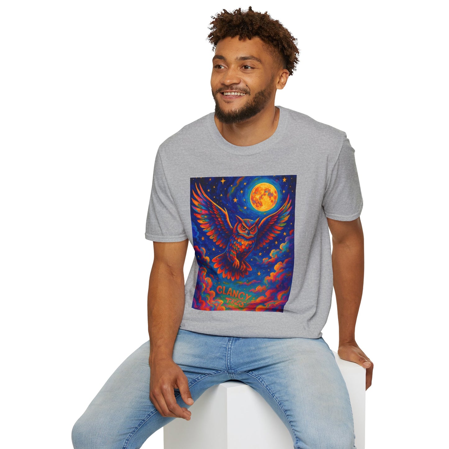 Psychedelic Owl T-Shirt Trippy Full Moon Graphic Tee | Surreal Bird Aesthetic Shirt | Gift for Dreamers and Night Owls | Bold Fantasy Art Top