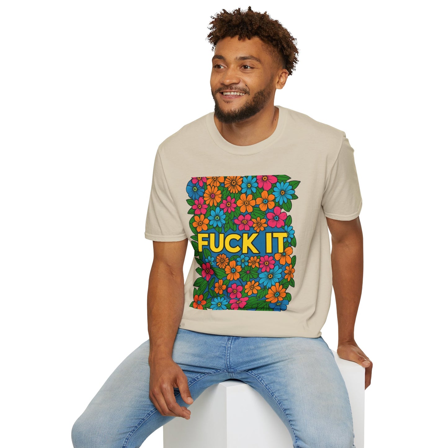 Colorful Floral Graphic T-Shirt, Casual Wear, Gift for Friends, Relaxed Style, Summer Outfit, Fun Statement Tee