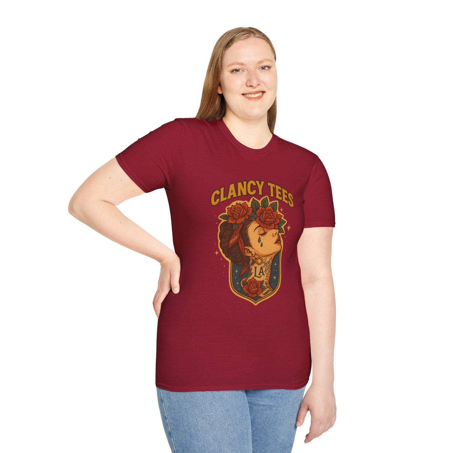 Unisex Tattoo Graphic Tee with Floral Design, Casual Everyday Wear, Gift for Friends, Fashionable Lounge Top, Cute Summer Shirt
