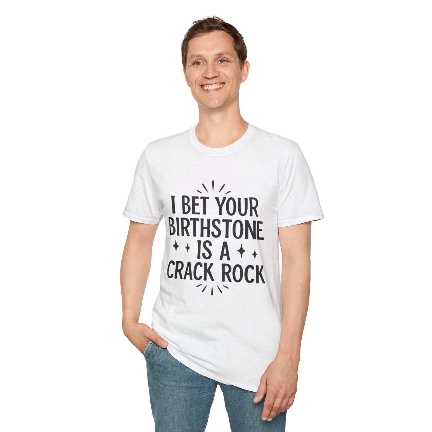 Crack Rock Birthstone Shirt – Funny Insult Tee – Gift for Petty Friends, Sarcastic Adults, and People Who Love Dark Humor