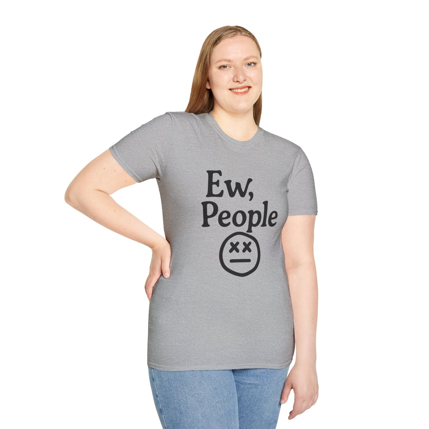 Ew, People Unisex Softstyle T-Shirt | Funny Graphic Tee for Introverts, Gift for Friends, Casual Wear, Comfortable Everyday Shirt