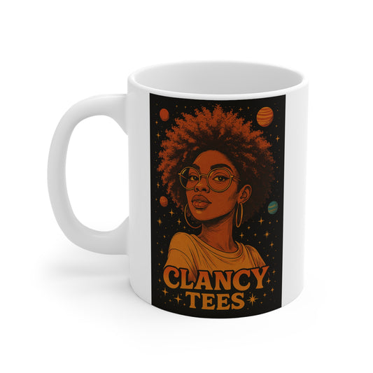 Afrofuturist Coffee Mug 11oz Ceramic Cup Black Girl Magic Cosmic Drinkware Astrology Inspired Galaxy Art For Morning Coffee Tea And Hot Drinks