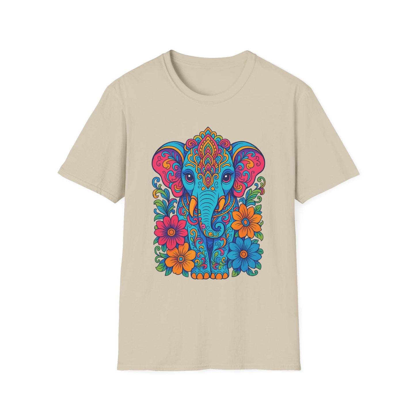 Colorful Elephant Shirt Trippy Boho Floral Art Tee Gift for Yoga Lovers Psychedelic Animal Fans and Free Spirits Who Rock Vibrant Festival Style