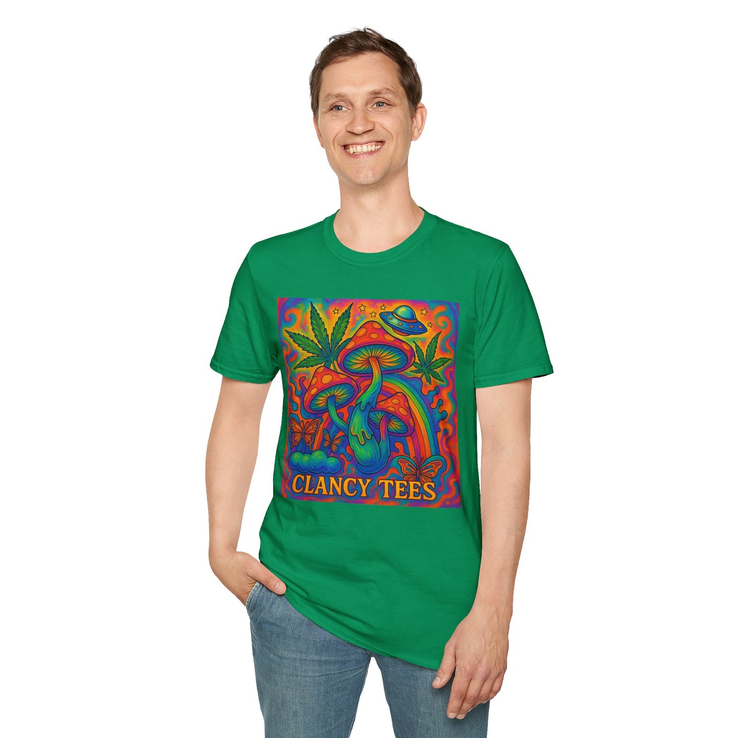 Colorful Psychedelic T-Shirt, Fun Graphic Tee for Music Festivals, Unique Gift for Friends, Retro Style Shirt, Unisex Softstyle Tee