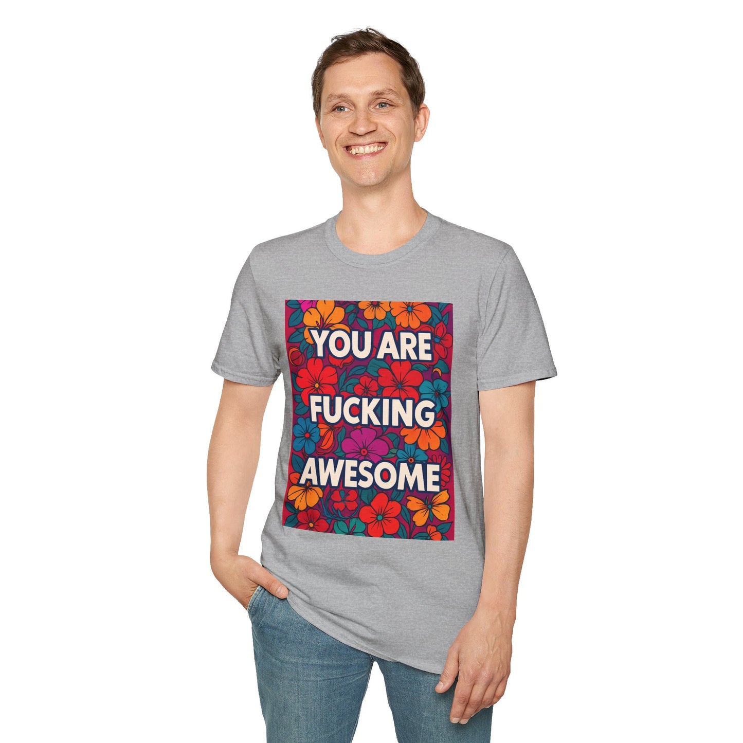 Colorful Inspirational Graphic T-Shirt, You Are Awesome Tee, Gift for Friends, Motivational Shirt, Casual Wear, Summer Vibes