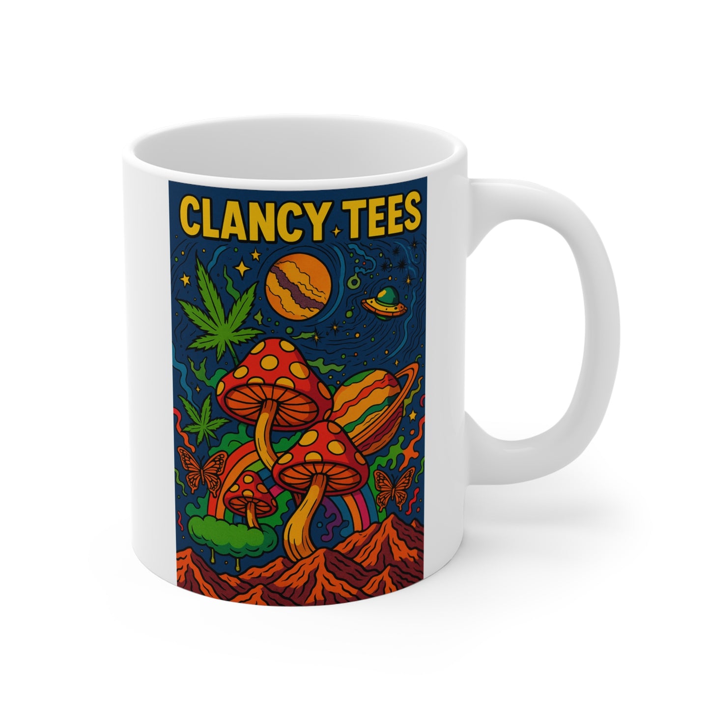 Trippy Mushroom Coffee Mug 11oz Psychedelic Space Cup Stoner Gift