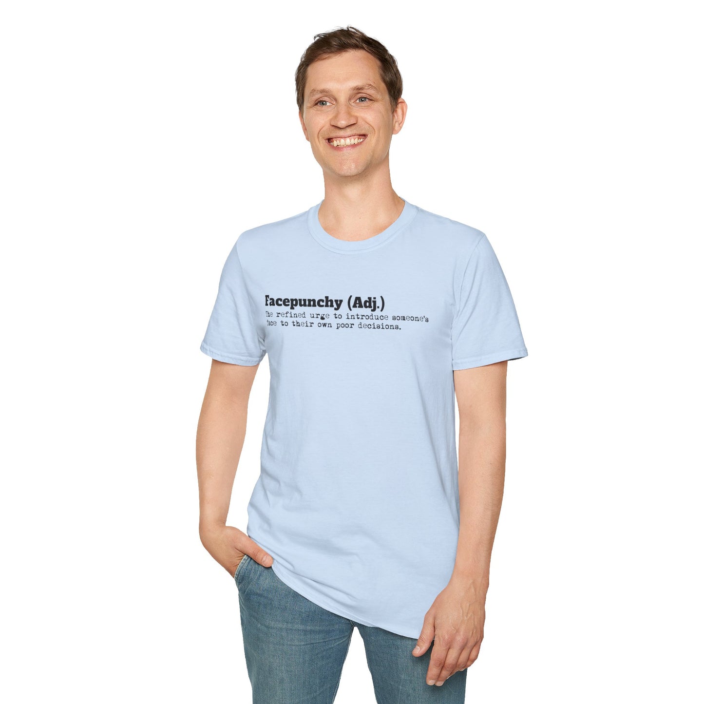 Facepunchy Definition T-Shirt Sarcastic Text Tee Funny Dictionary Shirt for Snarky People Gift for Coworkers with Attitude Passive Aggressive Humor