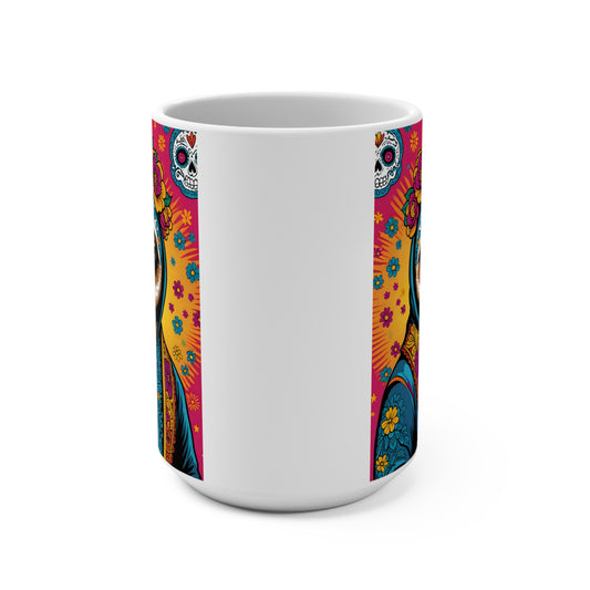 Vibrant Dia de los Muertos Sloth Mug, Colorful Coffee Cup, Unique Gift for Animal Lovers, Bohemian Decor, Artistic Kitchenware