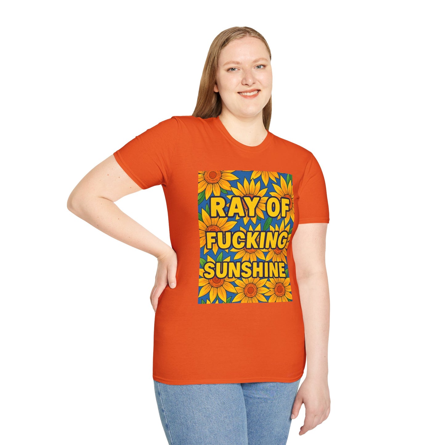 Cheerful Graphic Tee: "Ray of Fucking Sunshine" Unisex Softstyle T-Shirt | Gift for Friends, Casual Wear, Summer Vibes, Birthday Gift, [...]