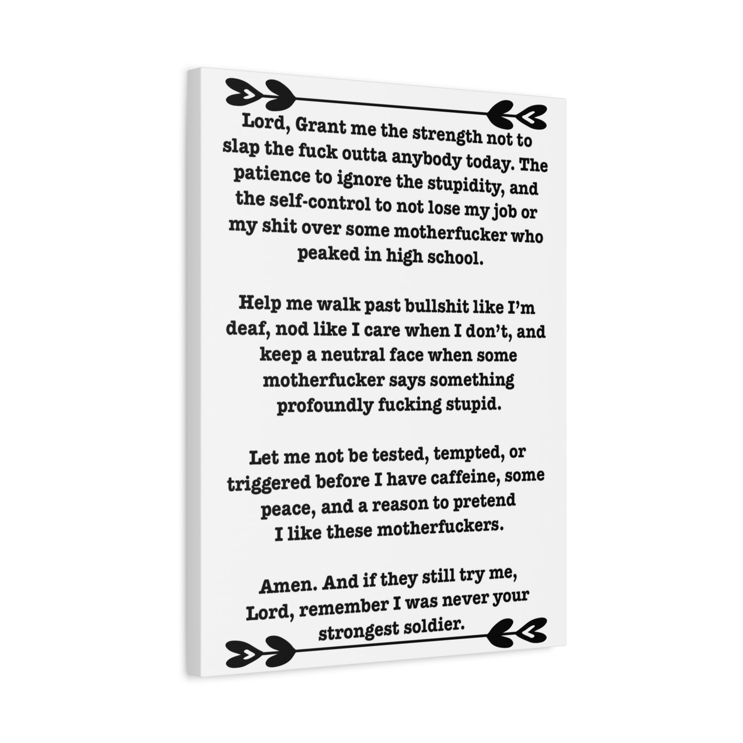 ClancyTees Serenity Prayer Canvas Wall Art Funny Profane Office Decor Sarcastic Home Gift