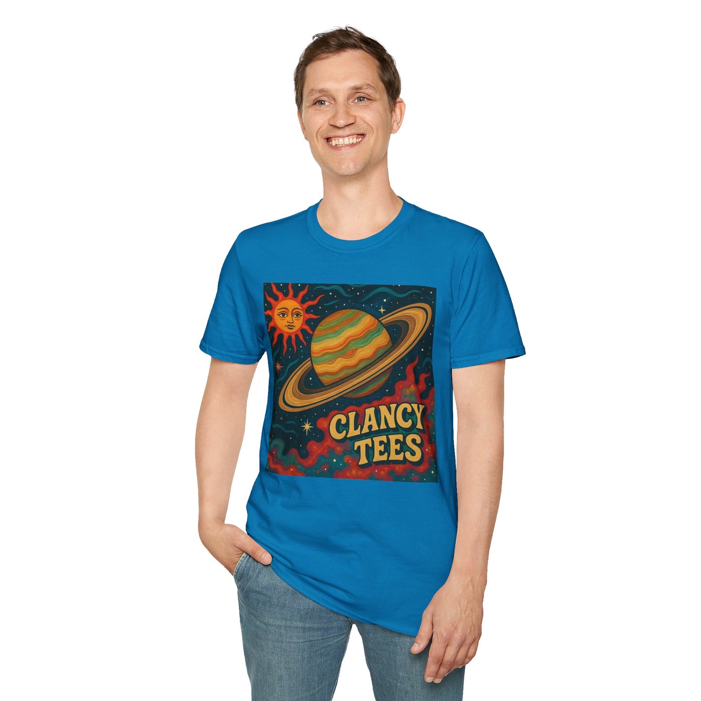 Saturn Sun Shirt – Retro Psychedelic Planet Graphic Tee with Groovy Outer Space Art – Gift for Astronomers, Daydreamers, and Cosmic Wanderers