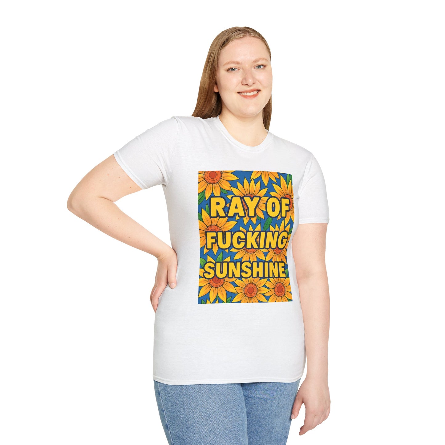 Cheerful Graphic Tee: "Ray of Fucking Sunshine" Unisex Softstyle T-Shirt | Gift for Friends, Casual Wear, Summer Vibes, Birthday Gift, [...]