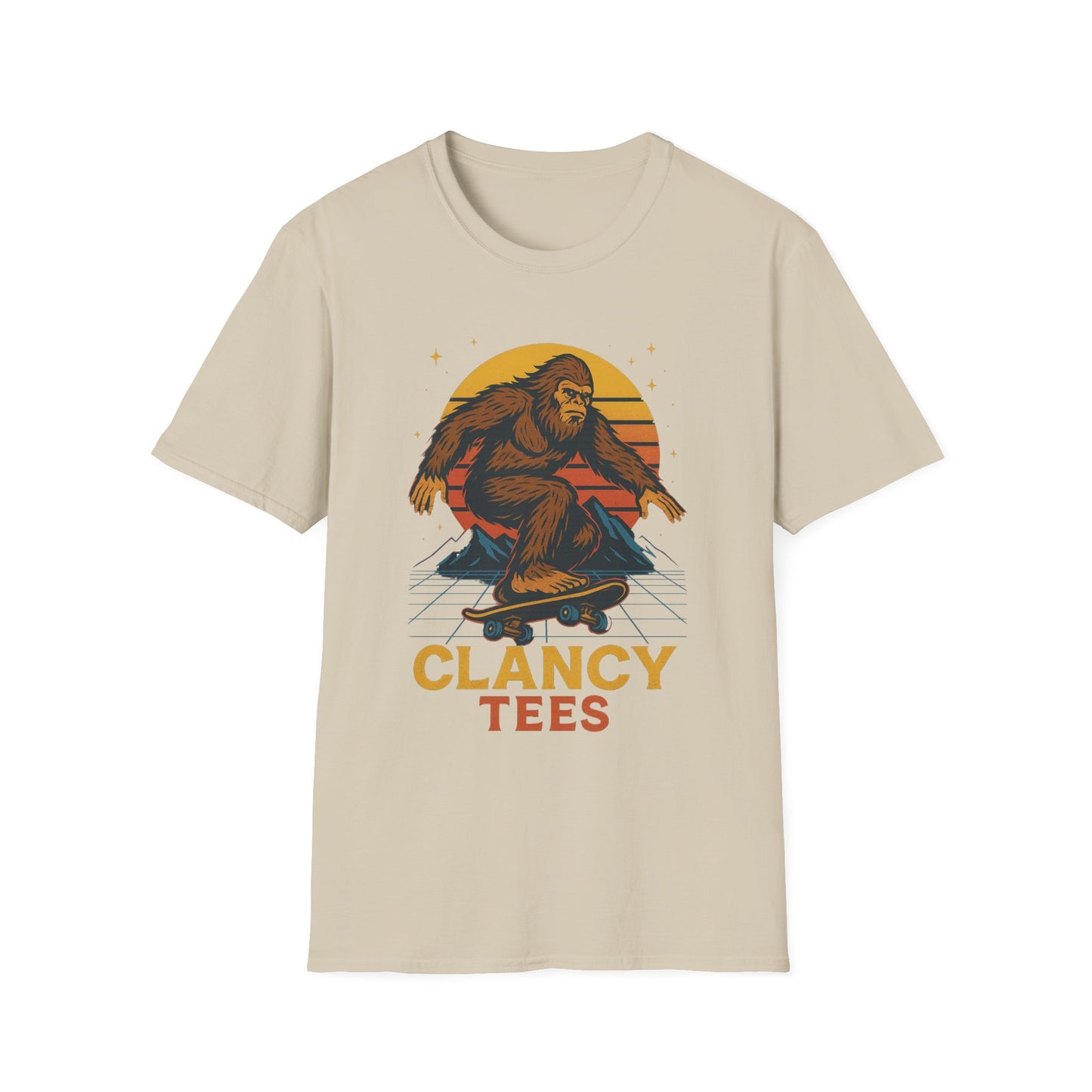 Bigfoot Skateboard Unisex T-Shirt, Retro Graphic Tee, Funny Gift for Skaters, Adventure Lovers, Summer Apparel, Men's and Women's Fashion