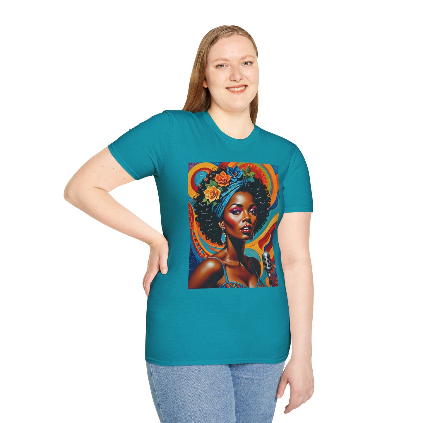 Afrofuturist Soul Singer T Shirt Cosmic Jazz Graphic Tee Retro Funk Fashion Music Artwork Top Gift for Soul Fans
