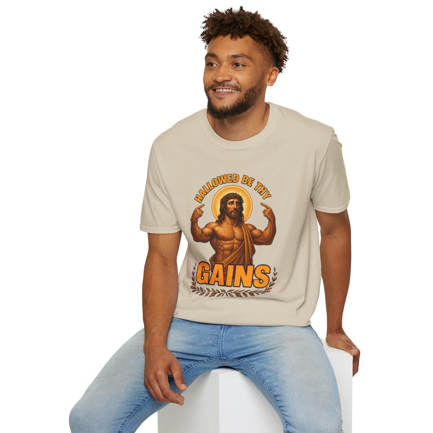 Jesus Gains Unisex T-Shirt, Funny Fitness Tee, Motivational Gym Shirt, Workout Apparel, Religious Gift, Christian Humor Clothing