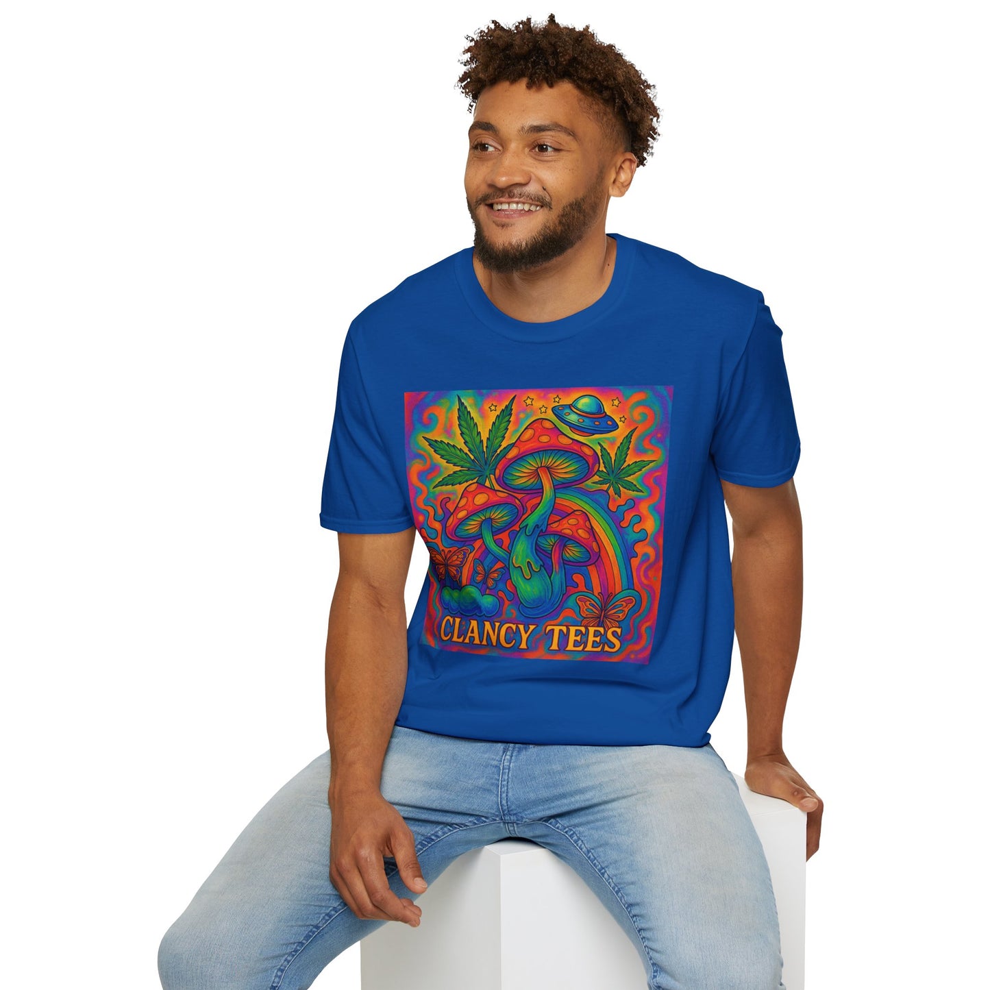 Colorful Psychedelic T-Shirt, Fun Graphic Tee for Music Festivals, Unique Gift for Friends, Retro Style Shirt, Unisex Softstyle Tee