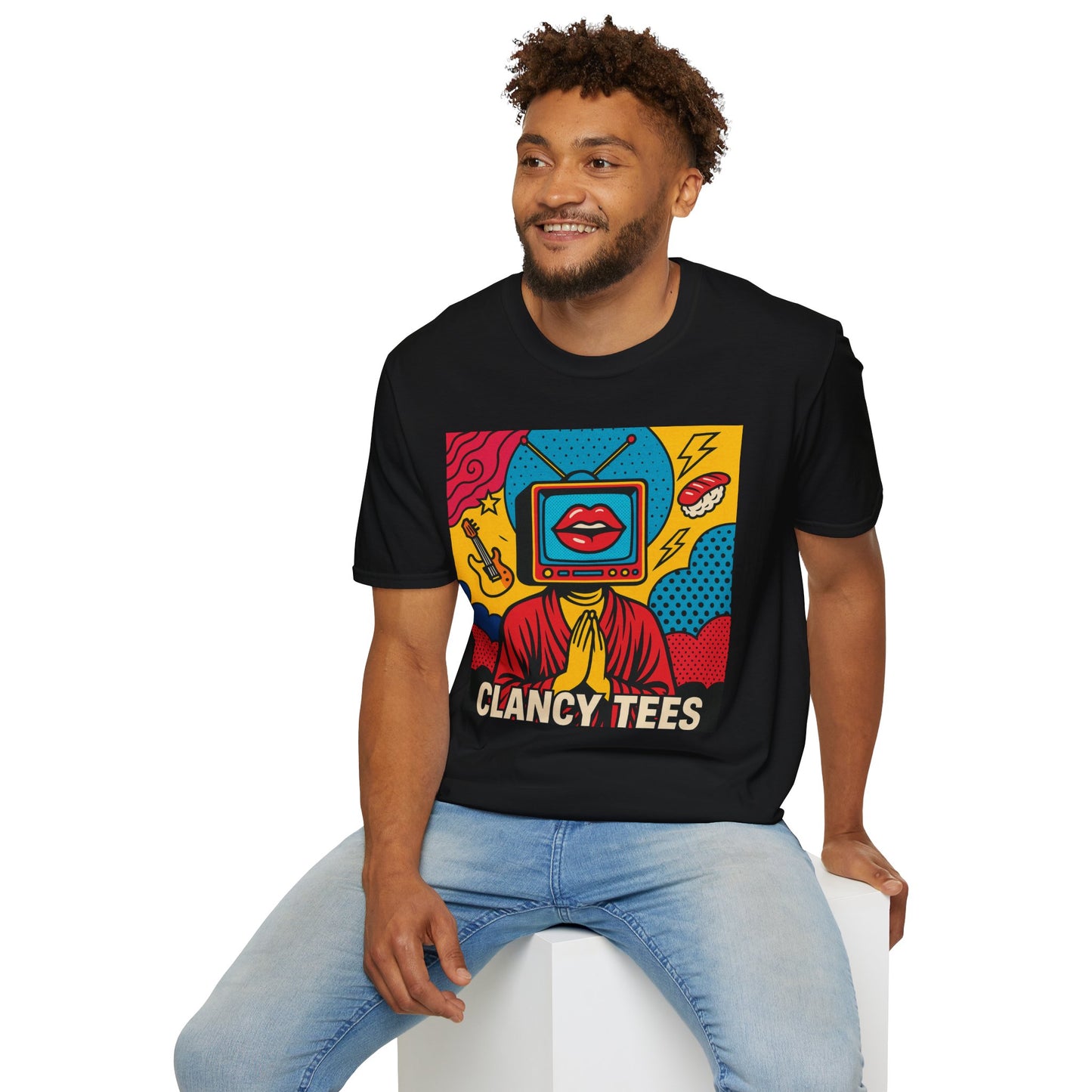 Pop Art TV Head T Shirt for Creatives Graphic Tee for Artists Gift for Surreal Art Lovers Unisex Visual Commentary Shirt