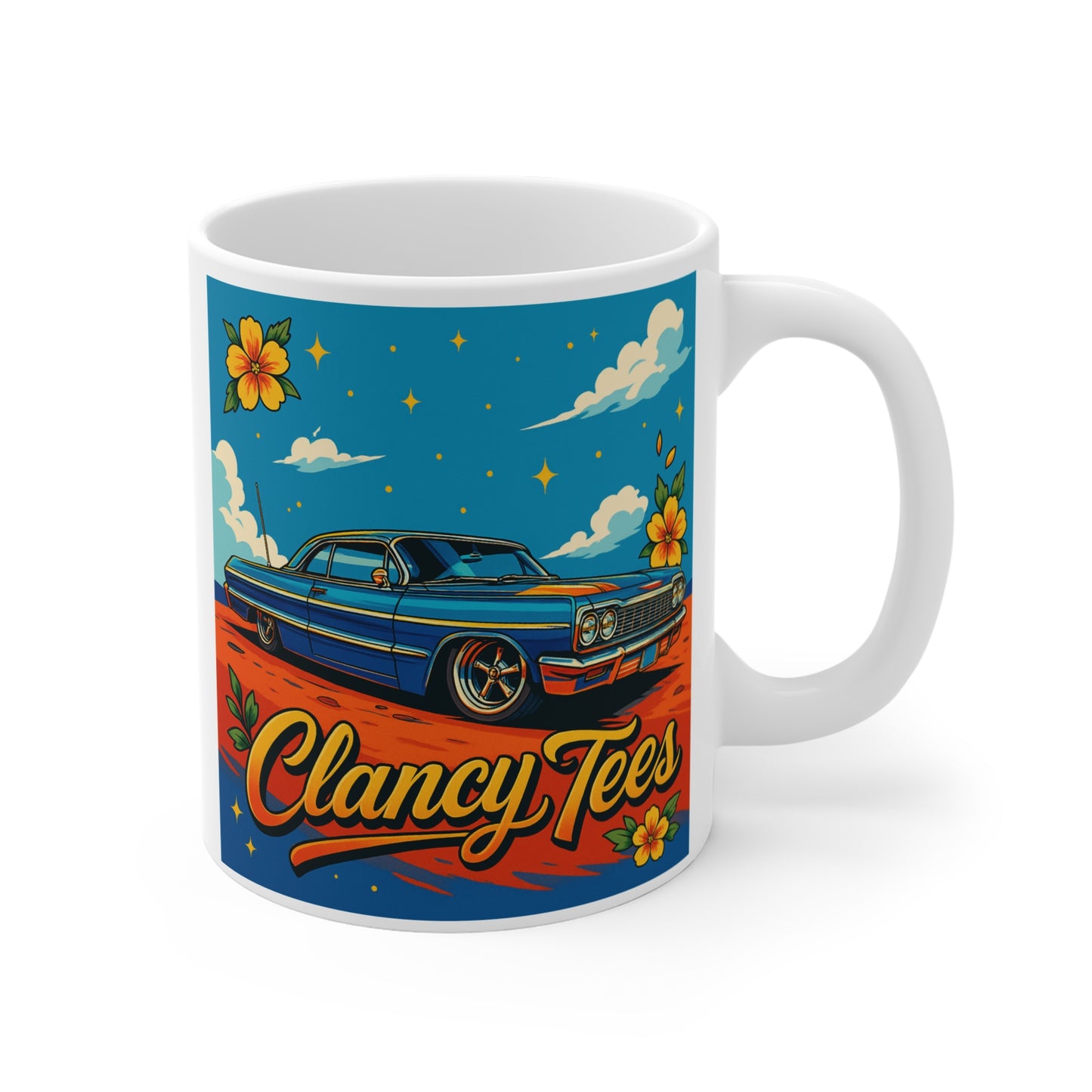 Lowrider Classic Car Coffee Mug Clancy Tees Retro Cruiser Ceramic Mug Chicano Style Gift For Drivers