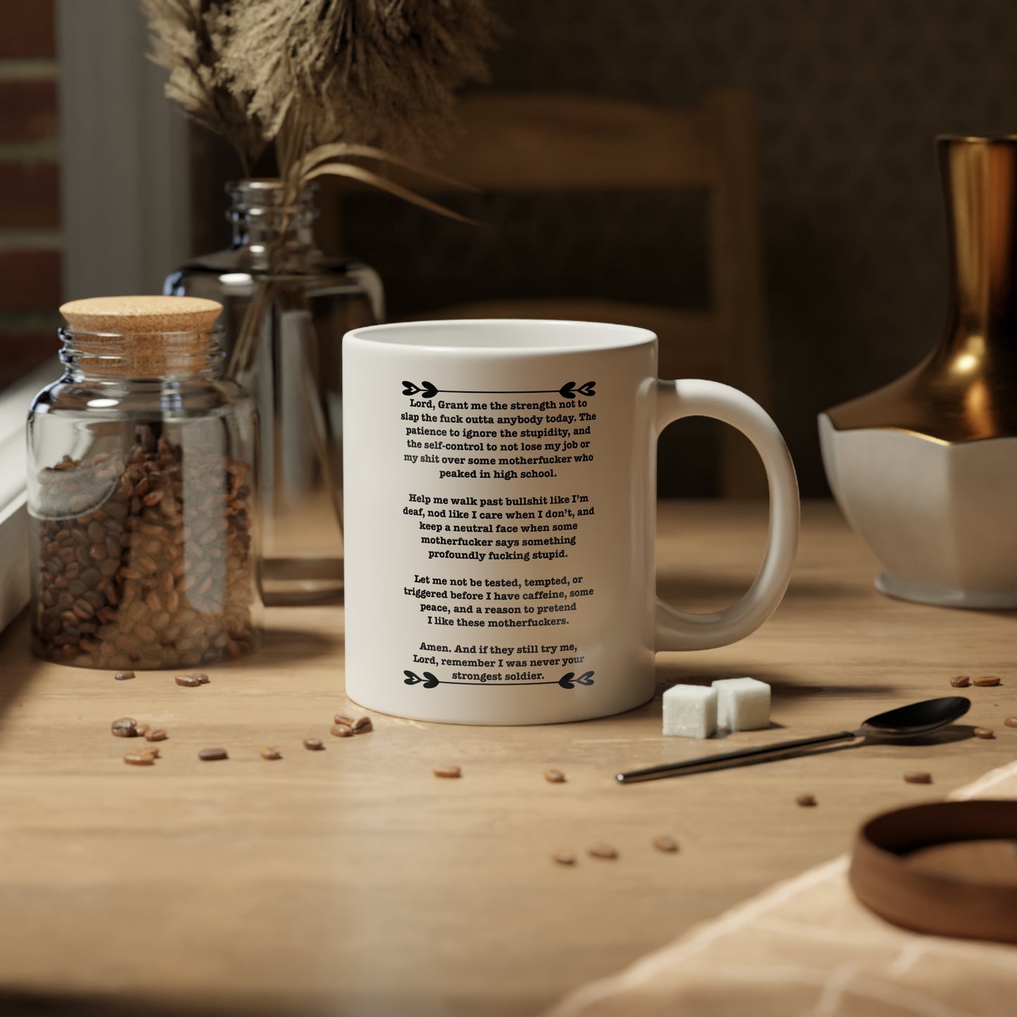 ClancyTees Serenity Prayer 20oz Coffee Mug Funny Oversized Profane Office Humor Sarcastic Morning Motivation